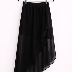 bebe Black High-Low Ruffle Chiffon Skirt